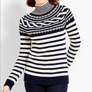 NWT TALBOTS CABLE JACQUARD MOCKNECK SWEATER (M)